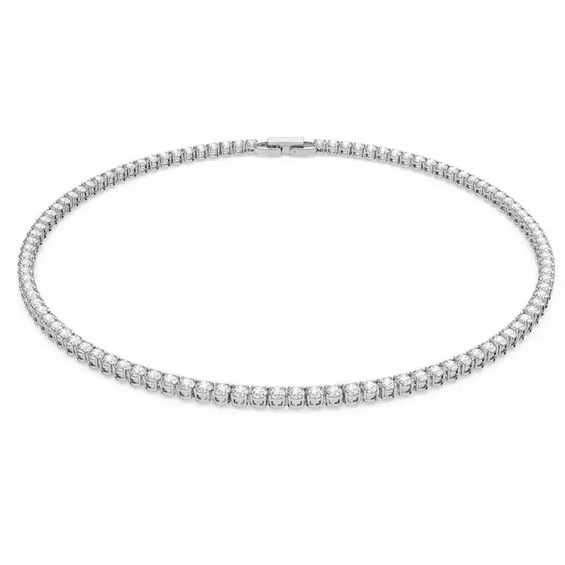 Collar de plata de ley 925, collar de cadena de circón, joyería de compromiso Simple a la moda para mujer, 2MM/4MM 40-50CM