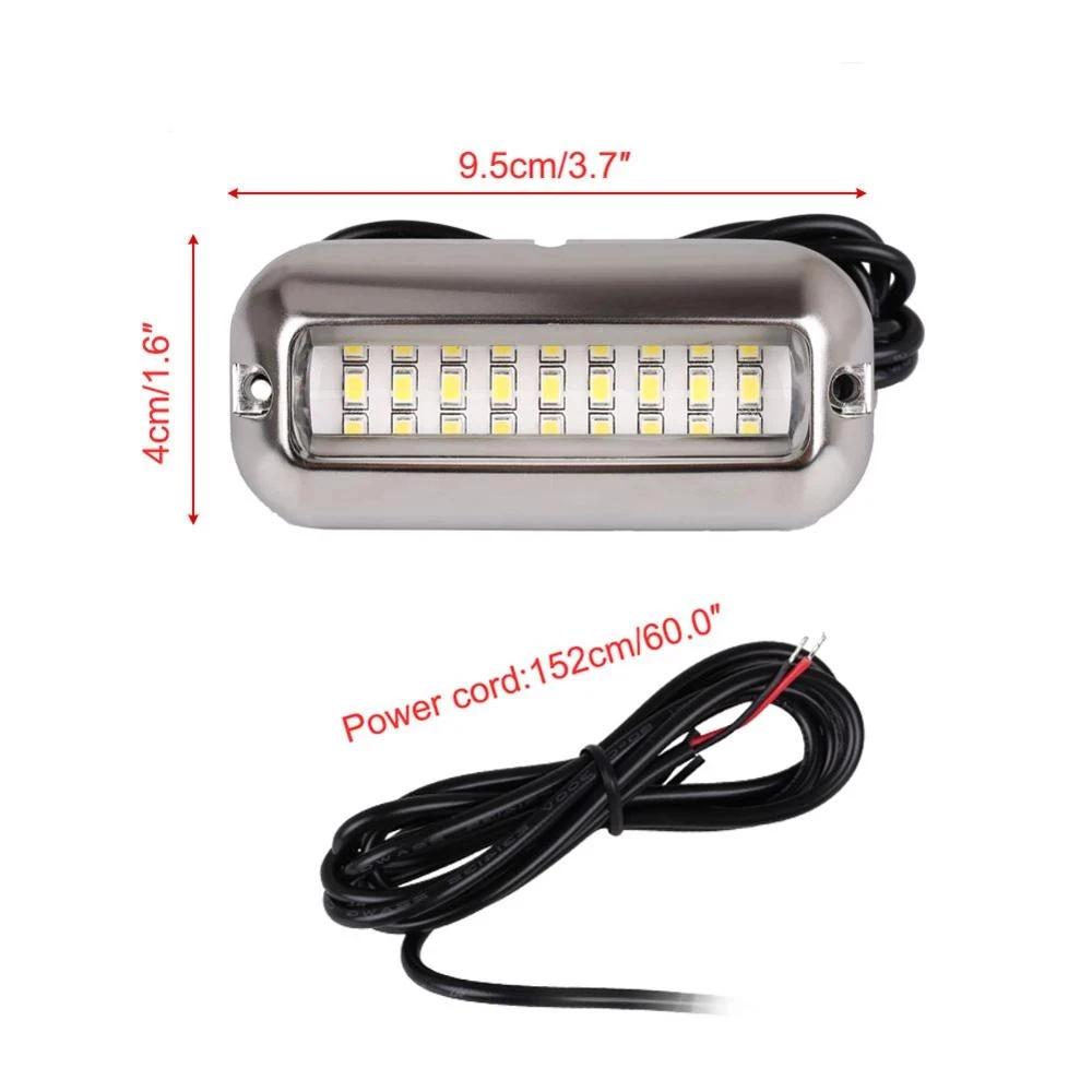 2 uds 27LED azul/blanco/rojo luces impermeables de acero inoxidable pontón subacuático para popa de barco marino y lámpara de vela de luz azul 50W