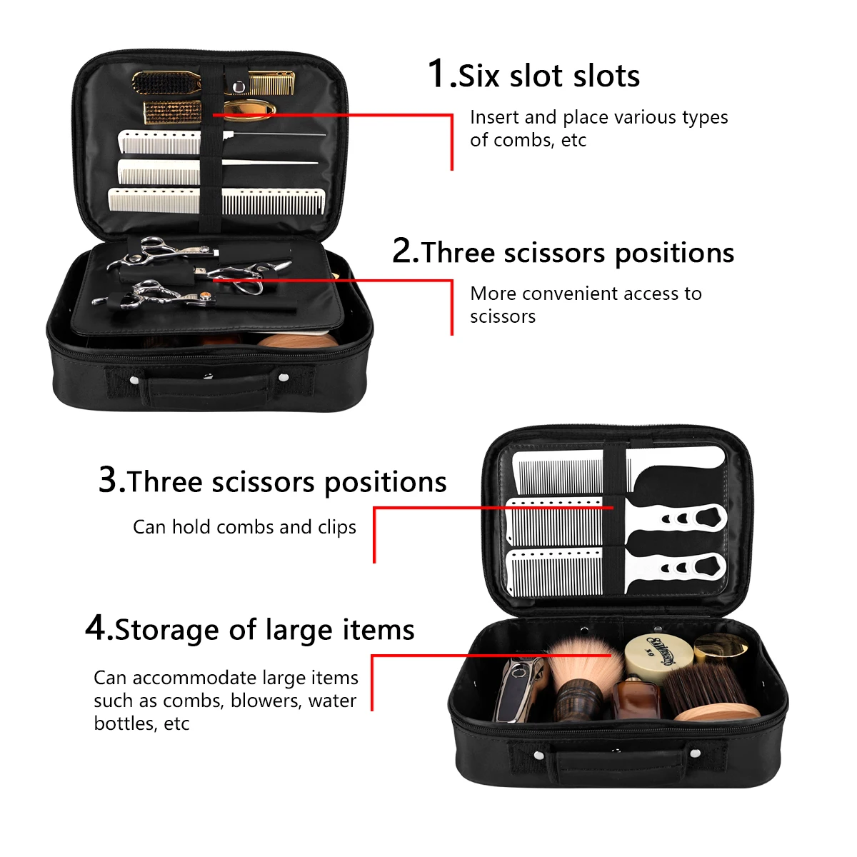 Organizador de estilo de gran capacidad para almacenamiento de viaje, estuche de herramientas de peluquero portátil, bolsa recortadora impermeable a prueba de golpes, bolsa de cosméticos