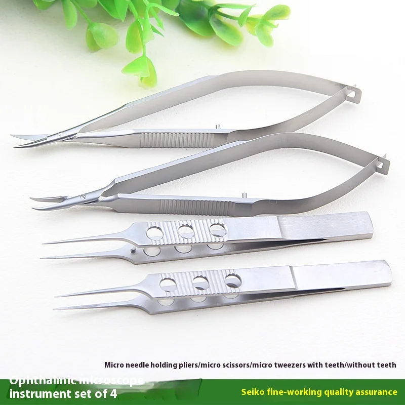Instrumentos Juego de Cataract Phaco Set Pinzas Porta agujas 4 unids/set Instrumentos microquirúrgicos oftálmicos