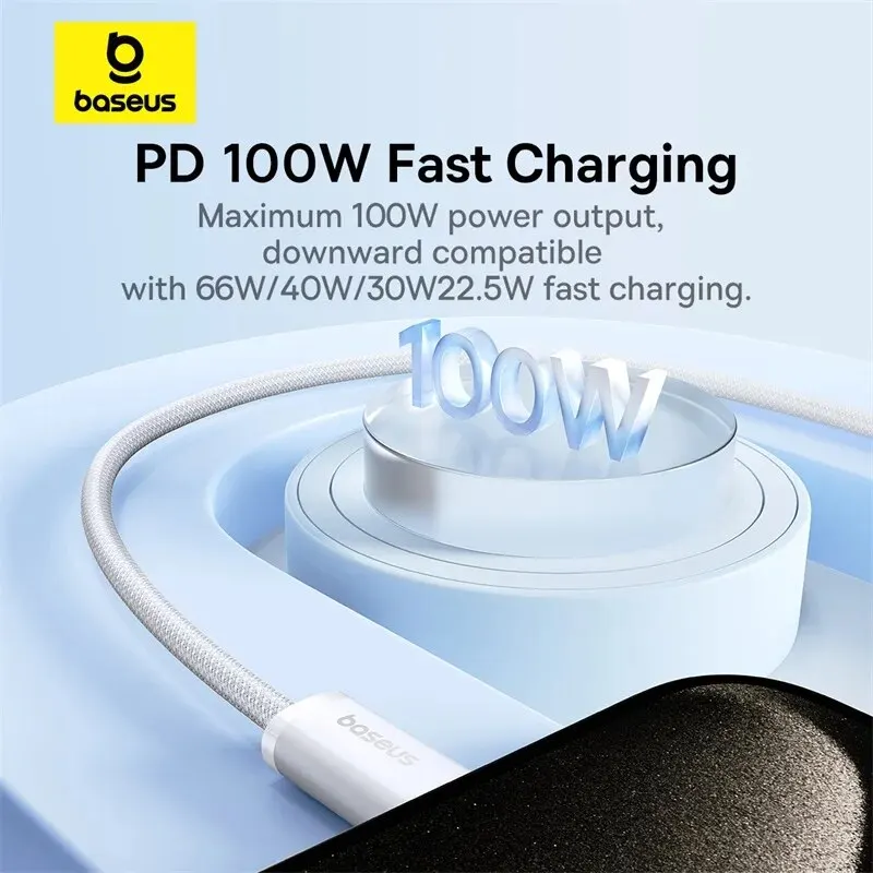 Cable Baseus 100W tipo C a USB C para iPhone 15 PD Cable cargador de carga rápida para Macbook iPad Samsung Xiaomi 5A Cable USB C rápido