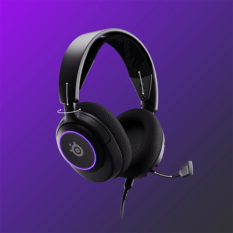 SteelSeries-auriculares Arctis Nova 3 RGB para videojuegos, cascos ligeros con micrófono ClearCast Gen 2, sonido envolvente espacial 360