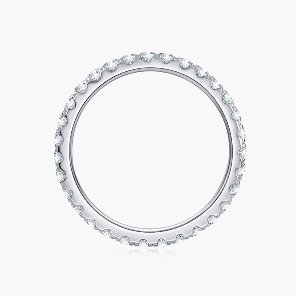 KNOBSPIN-Anillo de moissanita para mujer, de Ley 925 Sortija de plata, oro blanco sólido de 18k, banda Eternity, anillos de compromiso de boda, 2mm, Color D