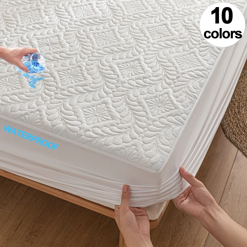 Funda de colchón acolchada impermeable - Tapa de algodón, relleno de fibra antibacteriana, capa impermeable de TPU - Estándar de salud Clase A