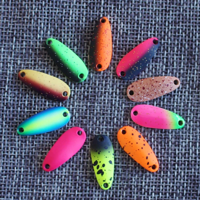 1 señuelo de pesca tipo cuchara giratoria, 2.2cm/1.4g, con anzuelo único y lentejuelas metálicas, señuelo artificial para trucha, lucio y lubina, aparejos de pesca