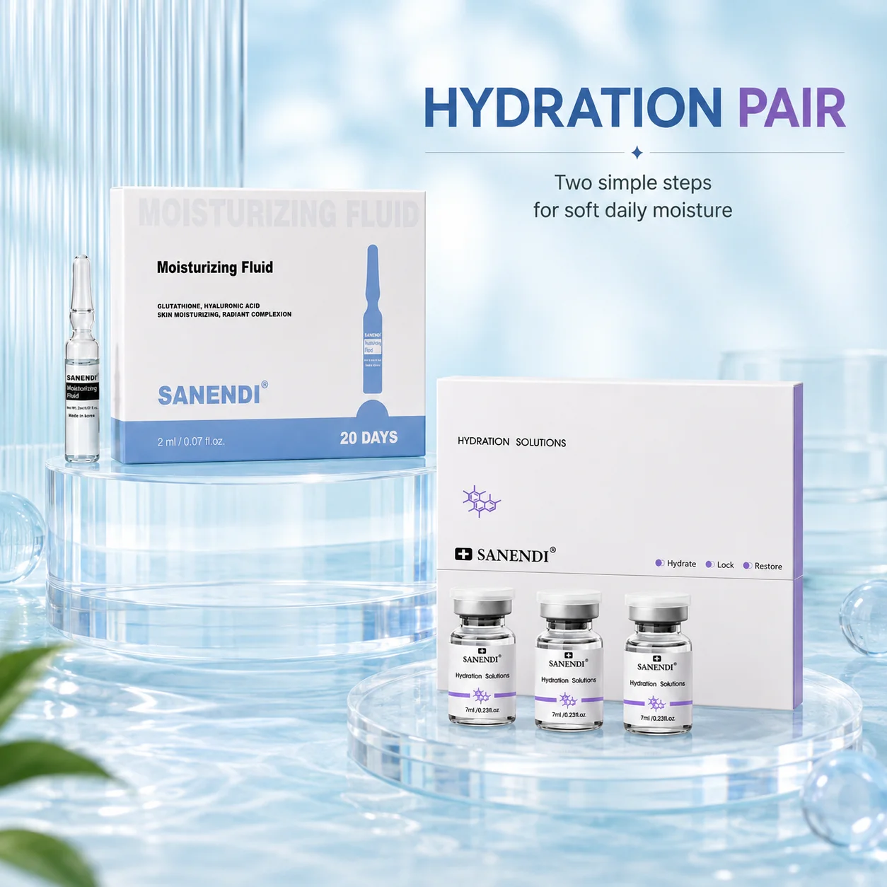 Solución Fluida de Hidratación Profunda Sanendi, Suero de Glutatión y Ácido Hialurónico, GSH, Cuidado Facial Diario, Hidratante, Cuidado de la Piel Coreano