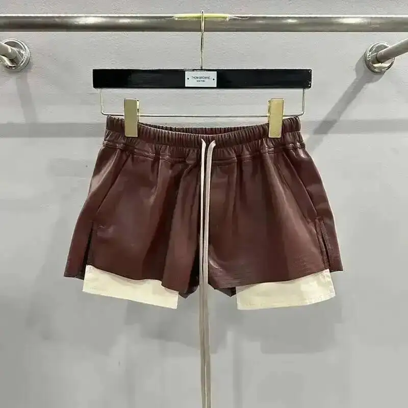 HKSH, pantalones cortos de cuero PU estilo Tide RO para mujer, ropa de calle, bolsillo de moda, cómodos, nuevos, versátiles, elegantes y oscuros, Capris Punk Y2K H2512