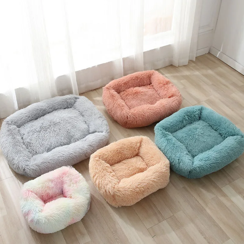 Cama de felpa para mascotas, sofá esponjoso, cestas, cojín grande, pequeño, perrera para cachorros y gatos