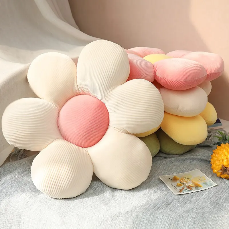 Almohada de felpa de flores coloridas de 35cm, cojín de pétalos para plantas, juguetes de peluche para niñas, regalo de decoración para el hogar