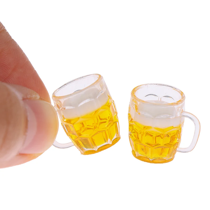 Juguetes para casa de muñecas, modelo de escena en miniatura a escala, accesorios para casa de muñecas, Mini taza de cerveza, juguete para niños, 1/12