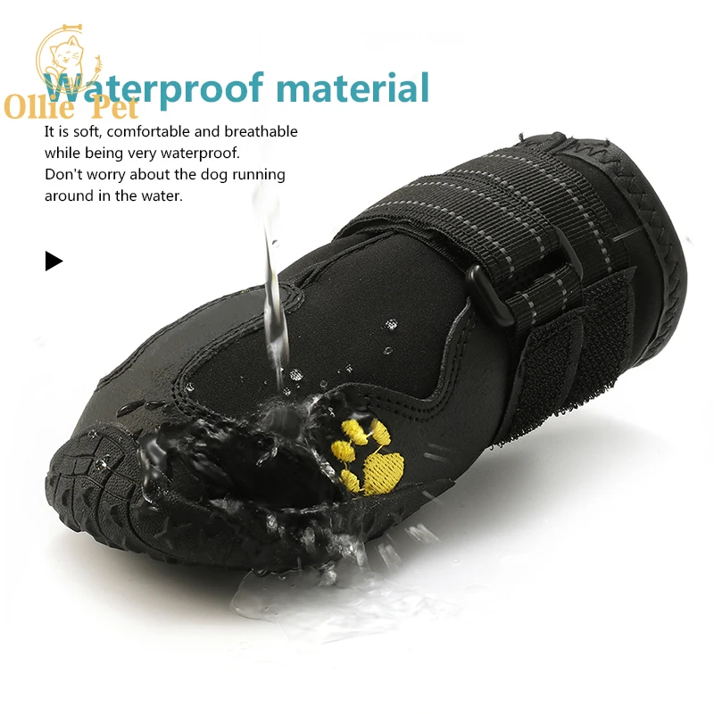 Zapatos para perros, Botas de lluvia antideslizantes impermeables, cálidas, reflectantes para nieve, para entrenamiento deportivo para mascotas pequeñas y grandes, protege los pies de las mascotas, 4 Uds.