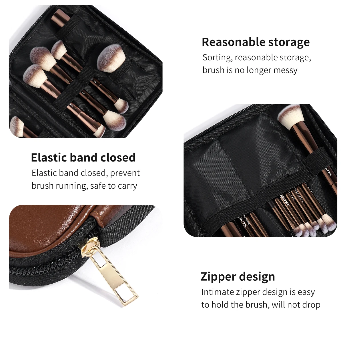 MAANGE 20 piezas pinceles de maquillaje profesionales + bolsa de almacenamiento base en polvo rubor sombra de ojos cepillo herramienta organizadora de mezcla de belleza