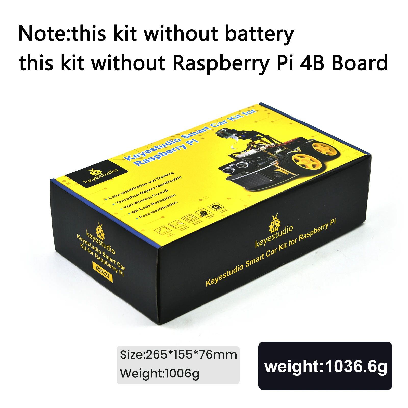 Kit de coche Robot inteligente Keyestudio 4WD para Raspberry Pi con módulo de cámara megapíxeles y tutoriales de programación (sin placa RPI 4B)