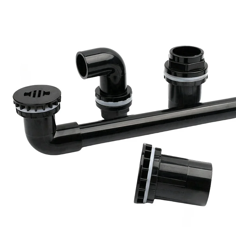 Conector de tubo de PVC negro I.D 20 ~ 50mm, tapa de extremo recto, codo en T, accesorios de tubo de drenaje para acuario, juntas de riego DIY, 1 ud.