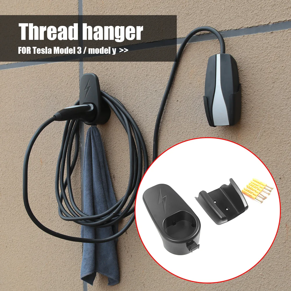 Soporte de Cable de carga de coche para Tesla Model 3 Y, accesorios de montaje en pared con soporte de chasis, conector, soporte de cargador