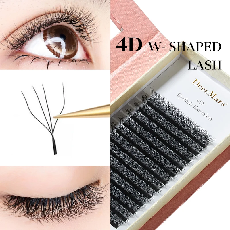 Extensiones de Pestañas DeceMars, 5 Estuches/lote, Extensiones de Pestañas 4D en Forma de W