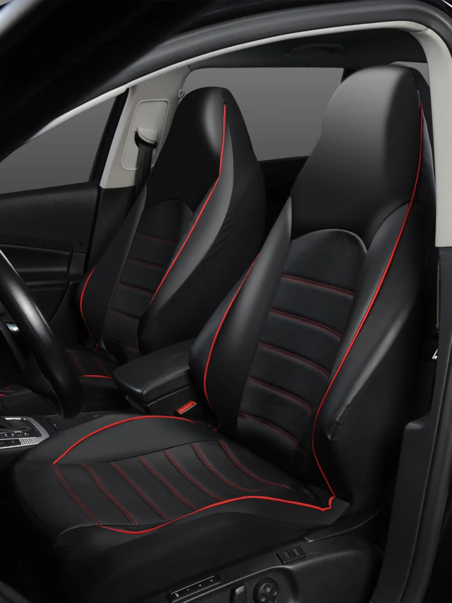 2 fundas universales delanteras para asientos de coche de cuero PU, juego de fundas para asientos tipo cubo con respaldo alto para la mayoría de coches, camiones, SUV y furgones