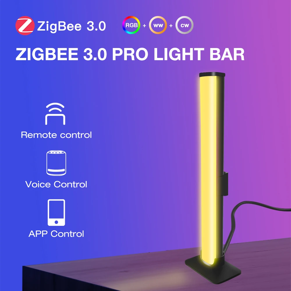 Barra de lámpara LED Zigbee 3,0 RGB + CCT, luz regulable RGBCW, aplicación Tuya Smart Life, asistente de Google Alexa, Control por voz, 5V, USB