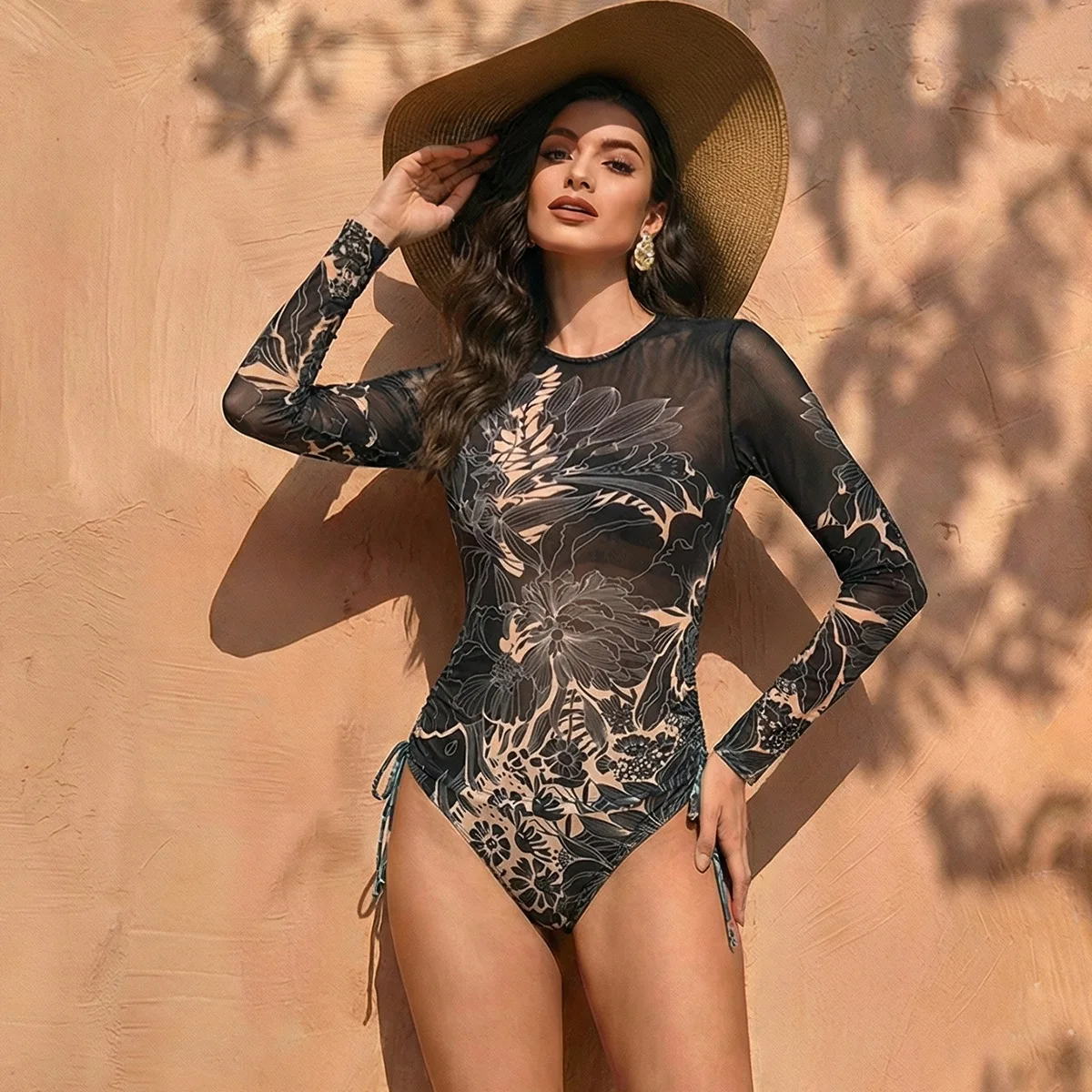 Traje de Baño de Dos Piezas para Mujer, Manga Larga, Malla, UPF 50+, Nuevo Modelo 2026, Traje de Baño Inteligente con Protección Solar SPF, Alta Elasticidad, Acolchado, Ropa de Playa