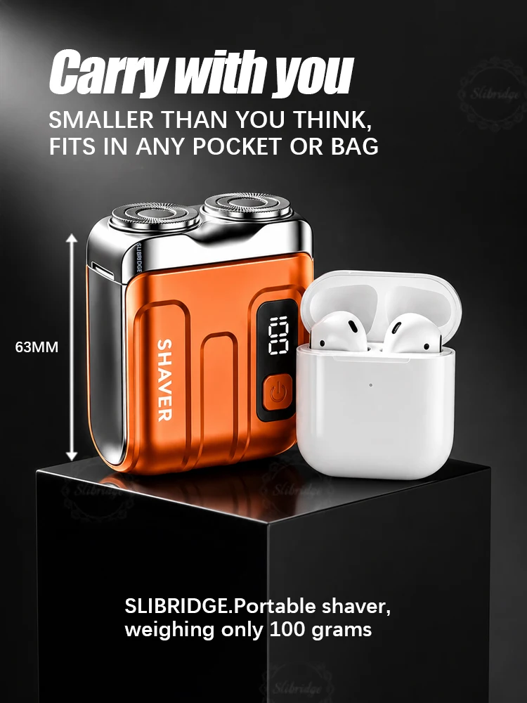 Afeitadora eléctrica para hombre, recargable, impermeable, mini, portátil, para barba, afeitadora en seco/húmedo