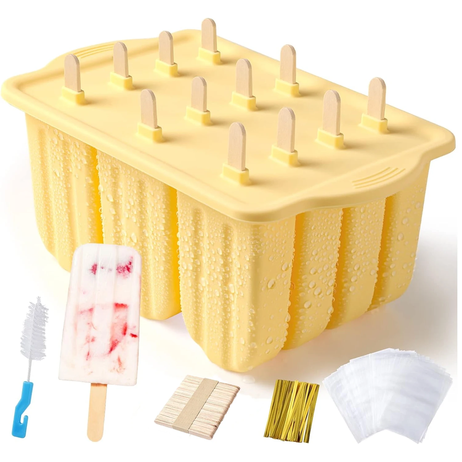 Moldes para paletas de silicona sin BPA, 12 piezas, bandejas para paletas para congelador, moldes para paletas de helado caseros
