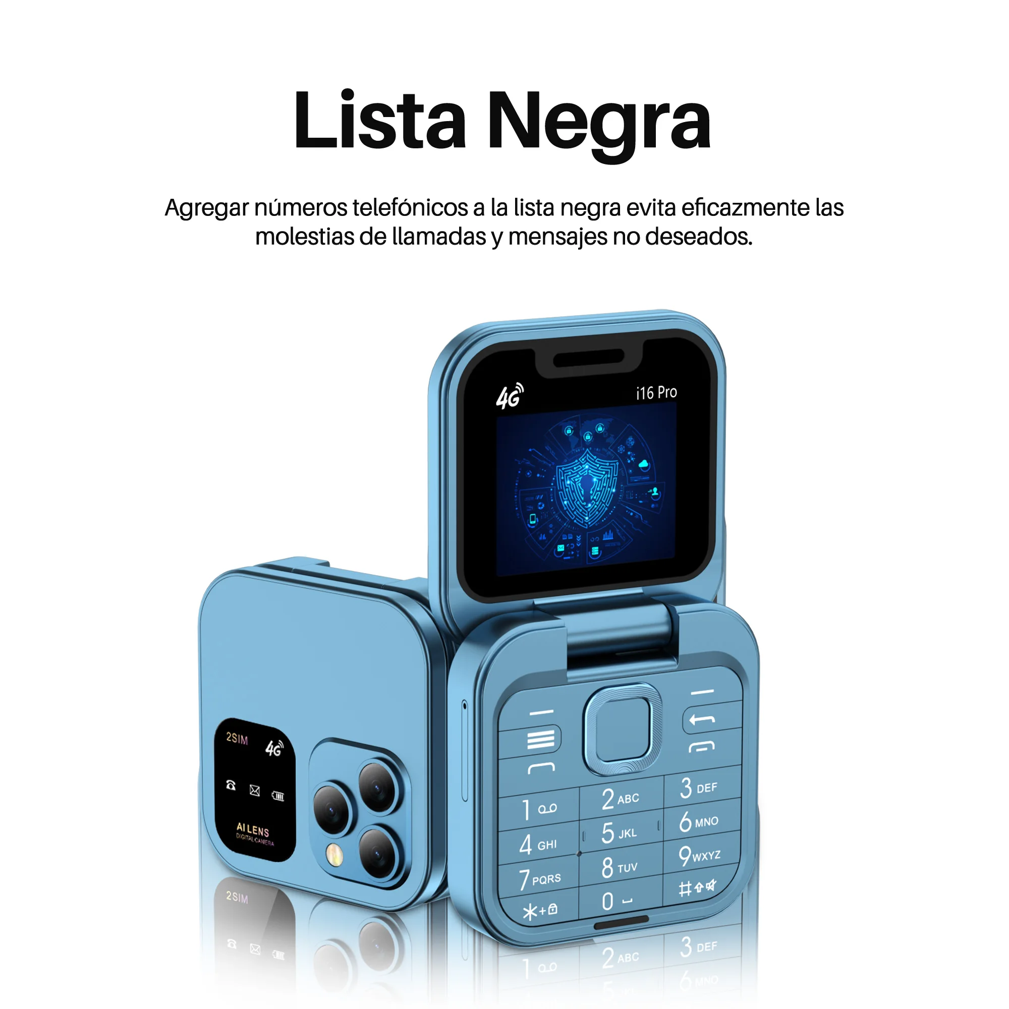 SERVO i16 Pro 2G GSM/4G LTE red pequeño teléfono móvil con tapa 2 SIM llamada en espera grabación velocidad Dial 1,77 "Mini teléfono móvil plegable