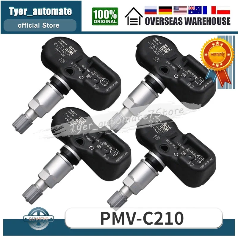 PMV-C210 para TOYOTA Avensis Auris RAV4 Yaris Verso 42607-02031 42607-02030 42607-30070 4 Uds TPMS Sensor de presión de neumáticos de coche 433MHZ