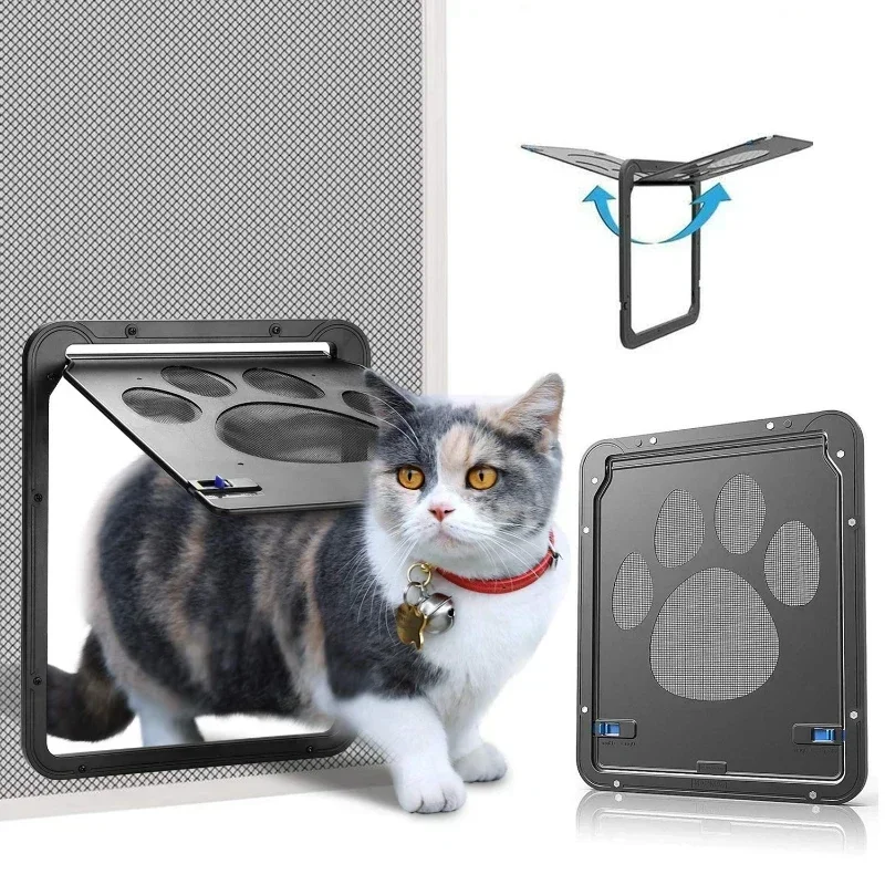 Puerta para mascotas, nueva pantalla magnética bloqueable segura para exteriores, perros, gatos, ventana, puerta, casa, ingresa libremente, bonito jardín a la moda, fácil instalación
