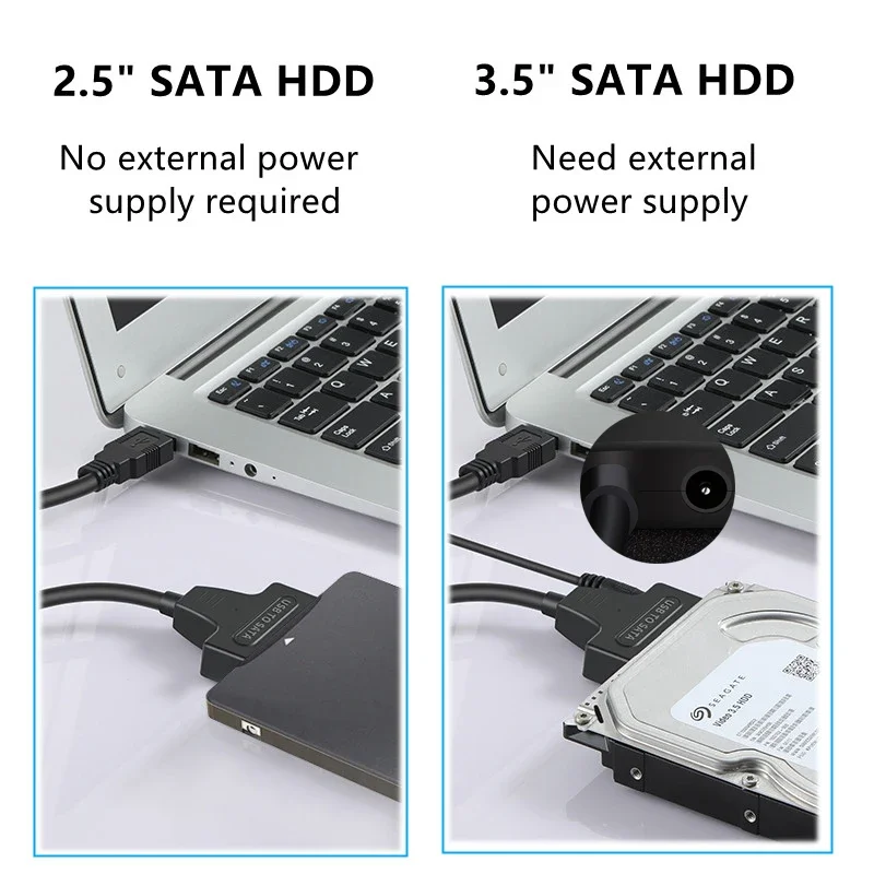 Cable SATA a USB 3.0 de hasta 6 Gbps para discos duros externos HDD/SSD de 2.5/3.5 pulgadas, adaptador SATA, cable USB 3.0 a SATA III