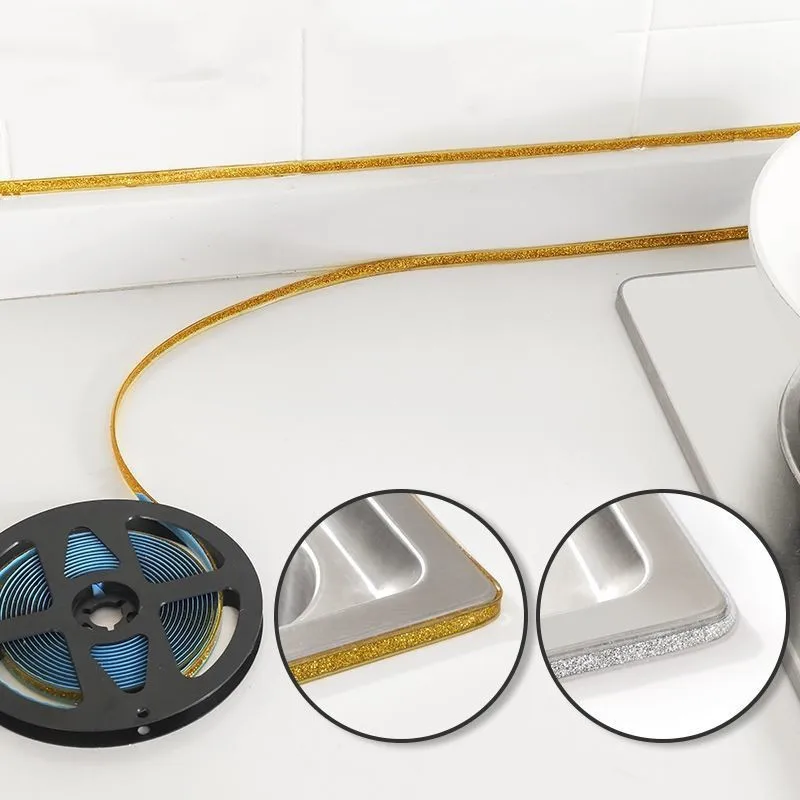 Tira de borde autoadhesiva de línea cóncava, cinta para huecos a prueba de humedad, decoración de pared de fondo para cocina, baño y sala de estar, 5M por rollo