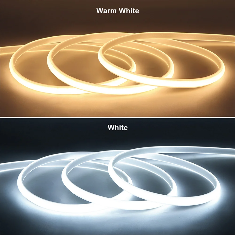 Tira de LED COB de Alta Luminosidad de 220v, Adhesiva y Flexible, para Iluminación del Hogar y la Cocina