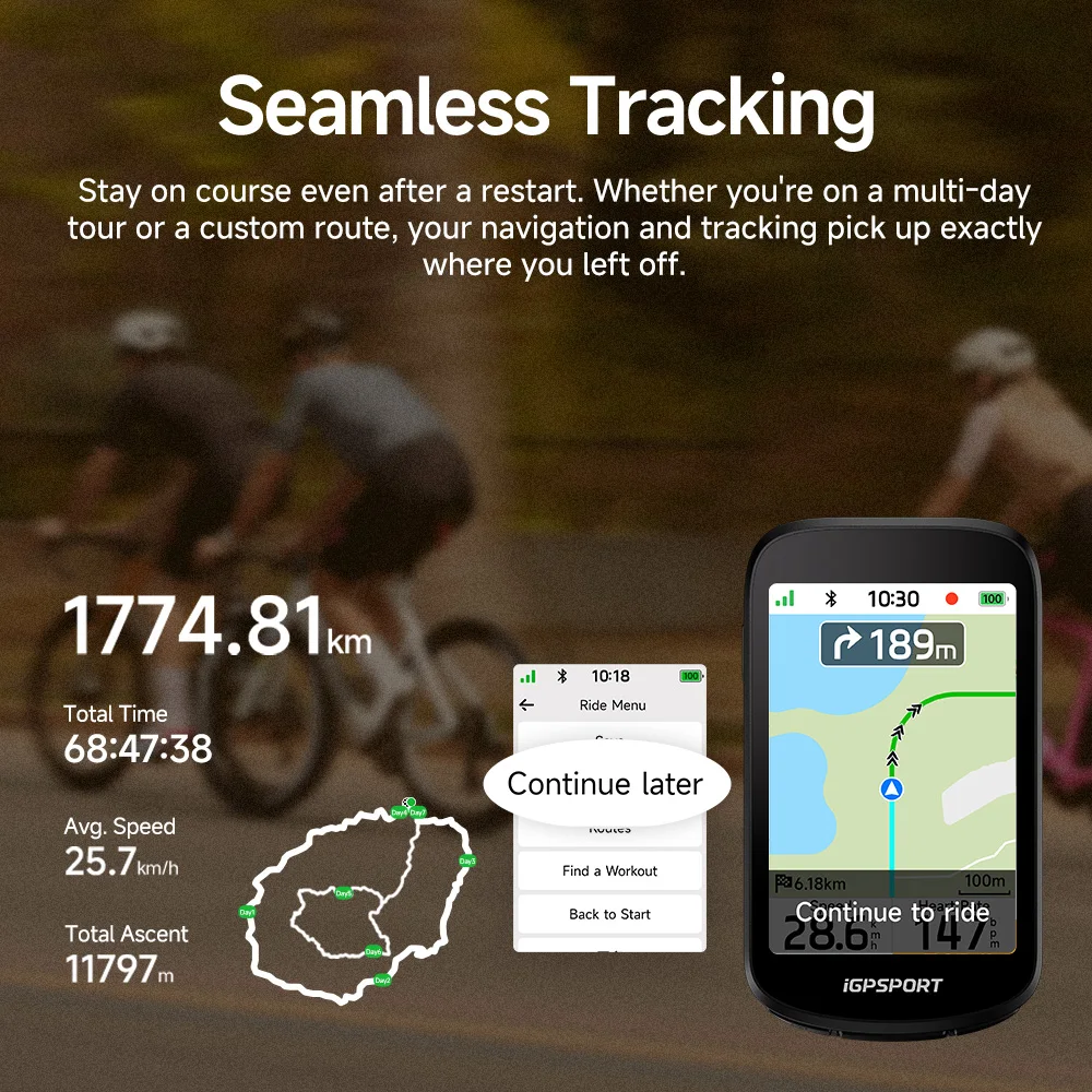 iGPSPORT BSC500 Ciclocomputador con Pantalla Táctil, GPS, Mapa Global de Ciclismo, Navegación Inalámbrica y Timbre Digital para Bicicleta