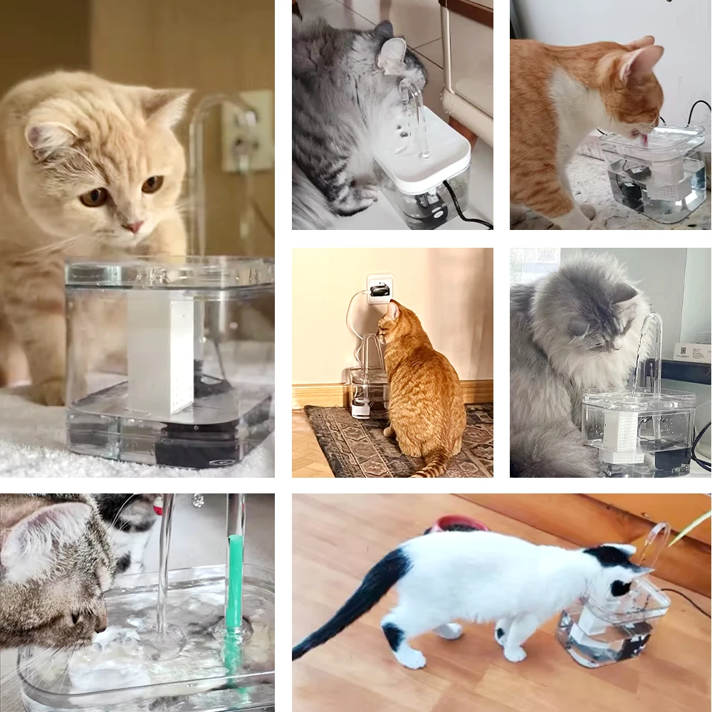 Fuente de agua para gatos, filtro automático, bebedero transparente para gatos, bebedero de filtrado de recircular silencioso eléctrico USB para gatos, dispensador de agua