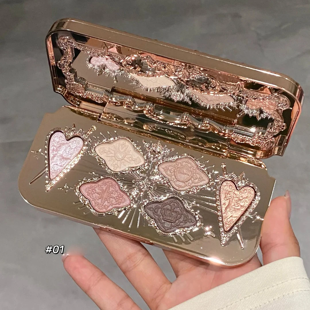 Flower Knows Knight Unicorn Paleta de Sombras de Ojos 6 Colores Acabado Satinado Mate y Brillante Alta Pigmentación Larga Duración Estilo Fairycore Maquillaje Soñado Regalo para Mujer