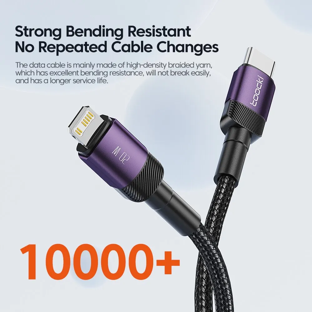 Toocki PD 27W USB C a Cable iP para iPhone 14 13 12 11 Pro XS tipo C a Cable Lightning Cable de datos Cable de datos de teléfono de carga rápida