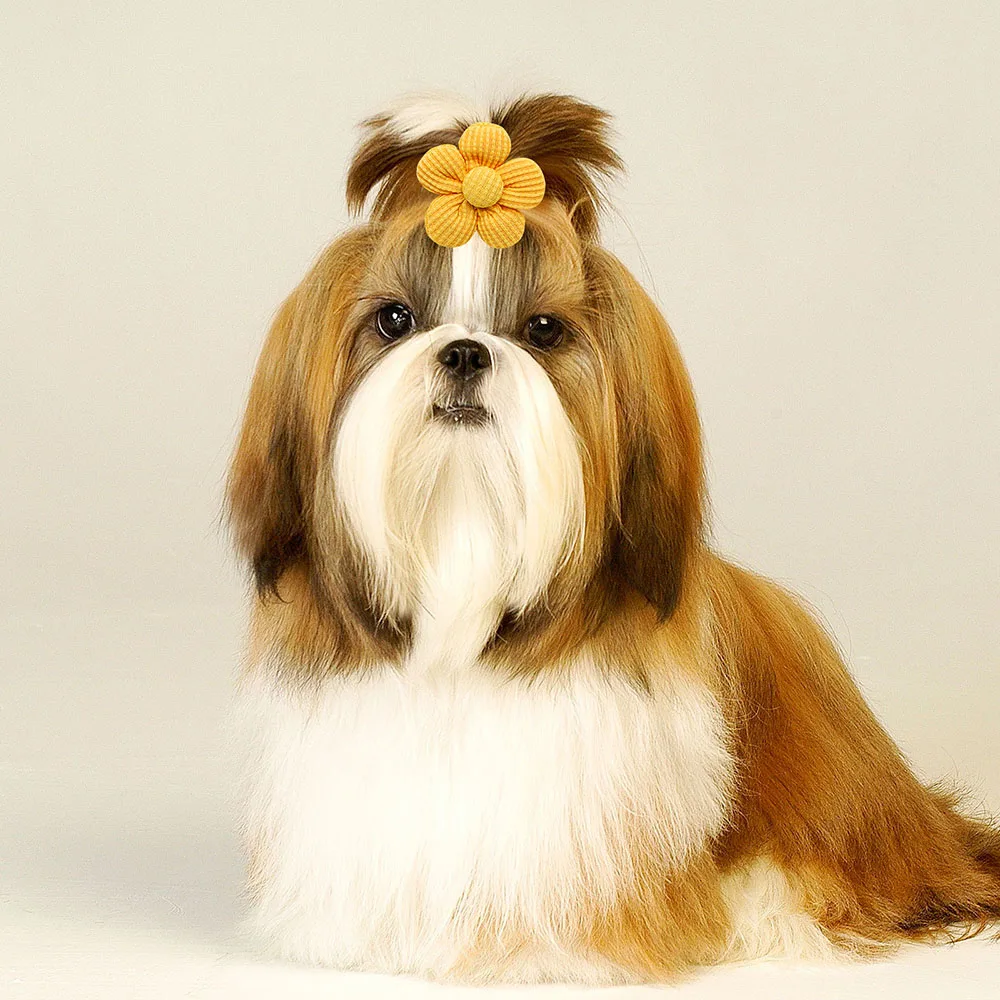 10 Uds. De lazos de primavera para perros, bandas de goma con lazo de flores para cachorros y gatos, accesorios para el cabello de perros a la moda, accesorios para el cuidado de perros