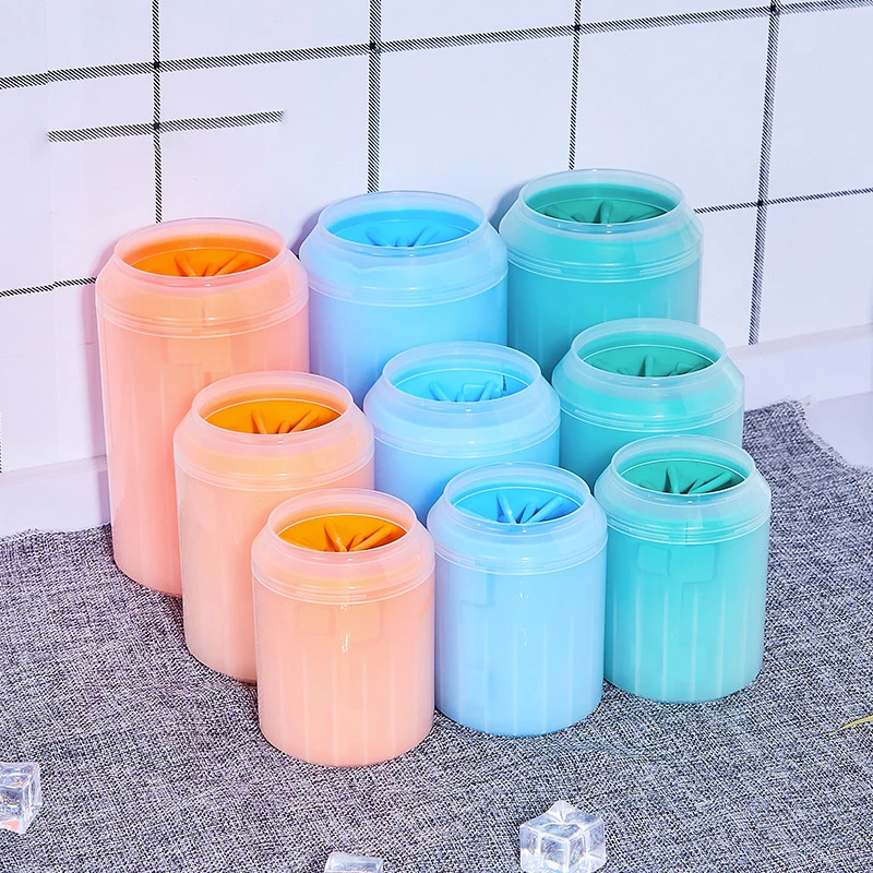 Taza limpiadora de patas de perro, peines de silicona suaves, lavadora de pies portátil para mascotas al aire libre, cepillo de limpieza de patas, cubo de limpieza de pies de lavado rápido