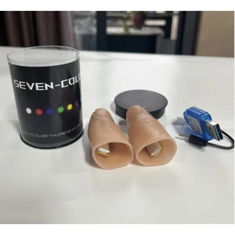 Puntas de pulgar con luz LED de siete colores, trucos de magia súper ligeros, juego de pares de luces profesionales, accesorios de escenario D'lite, trucos, ilusiones