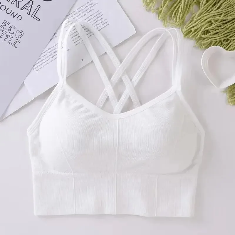 Top Deportivo Sexy para Mujer con Tirantes Cruzados en la Espalda, Sujetador Deportivo con Push-Up, Transpirable, Suave, para Fitness, Yoga, Color Sólido