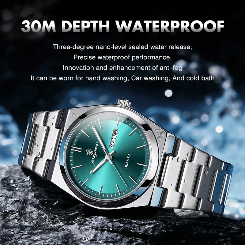 PAAZOMU, reloj de cuarzo a la moda para hombre, reloj luminoso resistente al agua de acero inoxidable para hombre, cronógrafo con fecha, relojes multifunción para hombre
