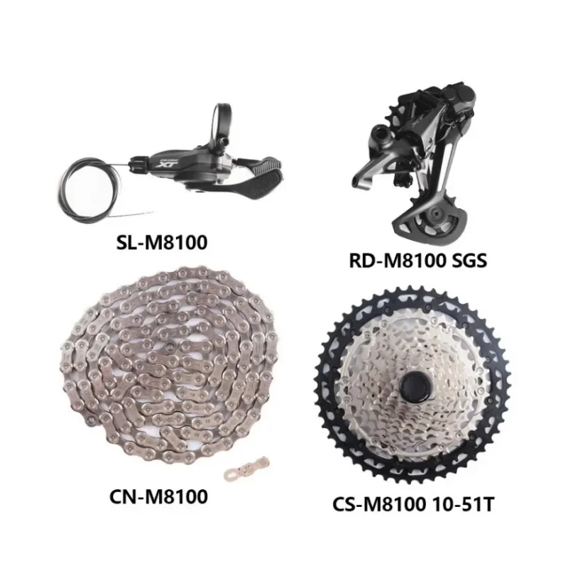 SHIMANO DEORE XT M8100 M8120 12s MTB bicicleta de montaña 12 velocidades Sunshine 45T 51T Cassette Shifter cadena desviadora trasera 4 Uds Set