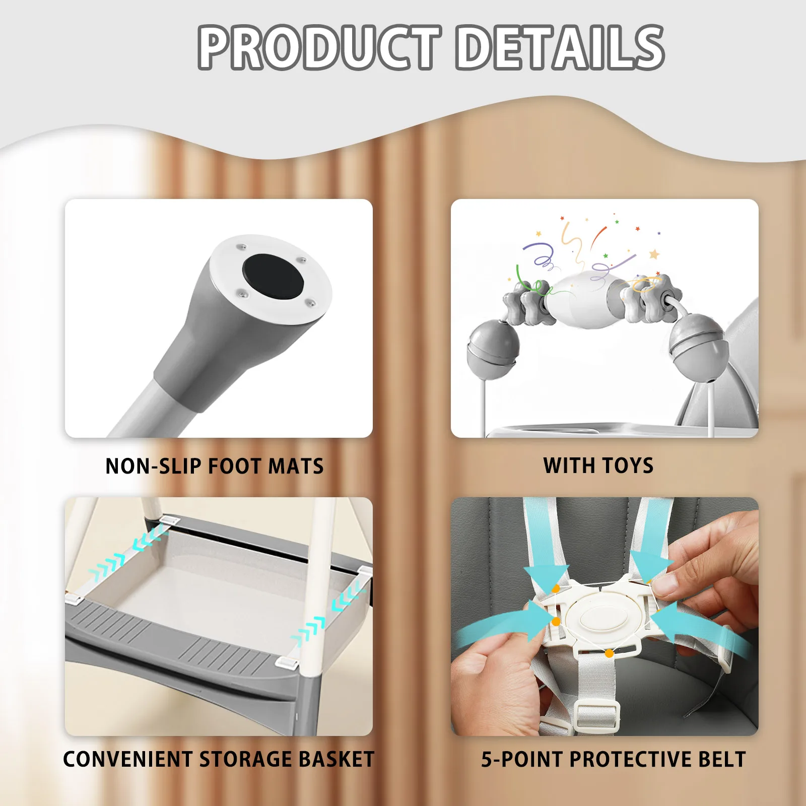 Silla alta para bebé, sillas de comedor portátiles para bebé, silla alta convertible para comer y jugar con plato de cena de doble capa y estante para juguetes