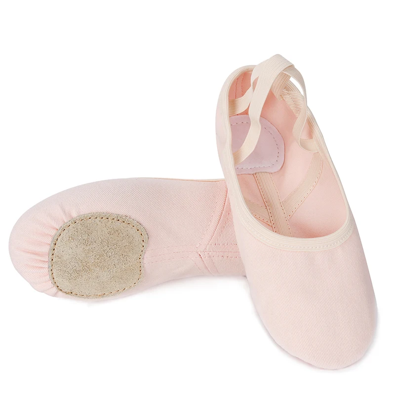 USHINE-bailarinas de lona elástica para mujer, zapatos de baile profesionales para niña, zapatos suaves con abertura, bailarinas de tela elástica