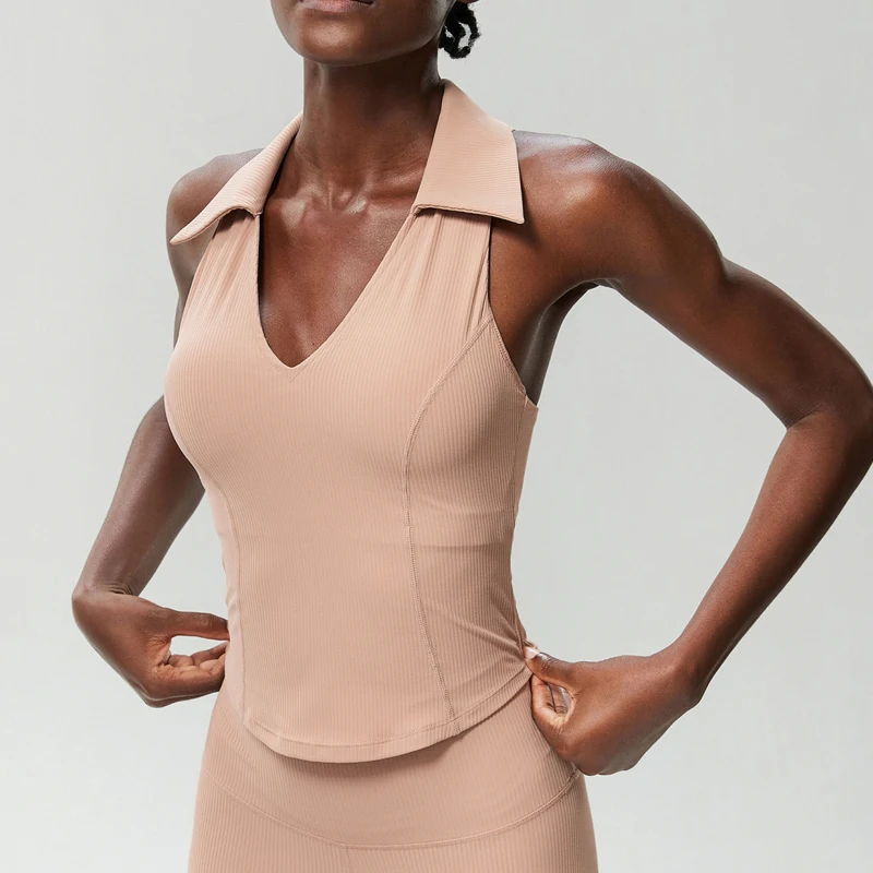 Camiseta sin mangas para Yoga y Fitness para mujer, Top ajustado con escote en V para gimnasio y correr, ropa deportiva transpirable de secado rápido para entrenamiento