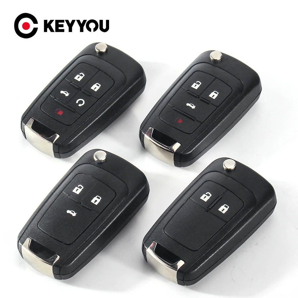 KEYYOU 10 Uds 2/3/4/5 botones funda para mando a distancia cubierta abatible llave plegable carcasa en blanco para Chevrolet Lova Sail Aveo Cruze Replac