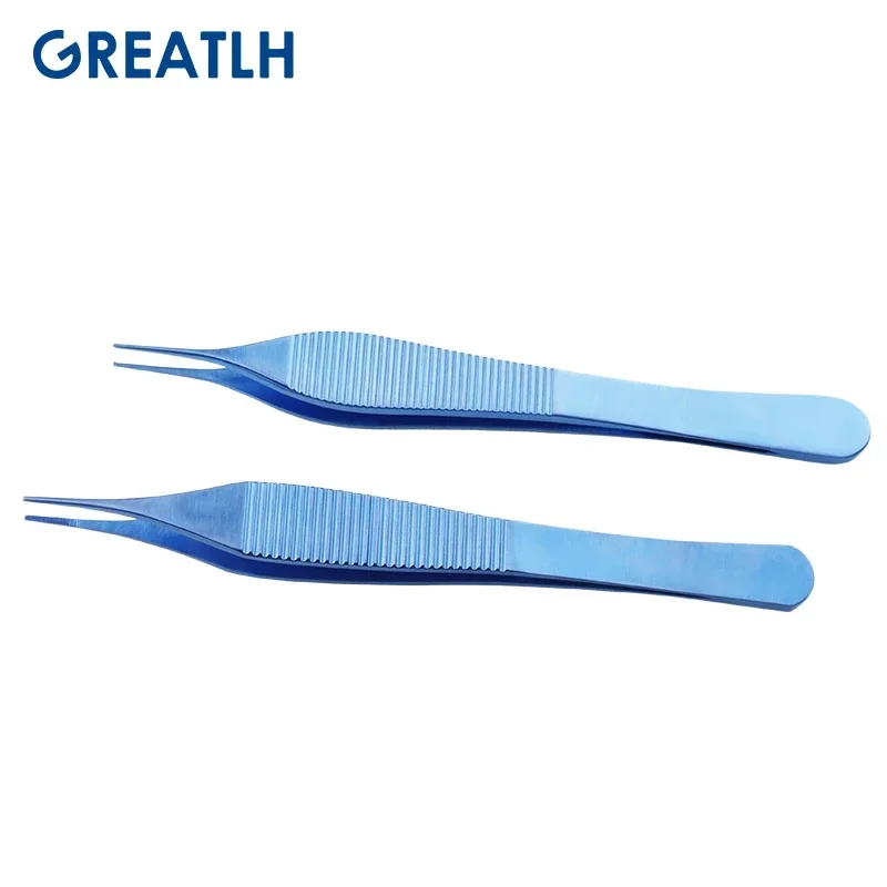 Adson-Pinzas de titanio para tejidos, instrumento quirúrgico para los ojos, puntas dentadas, dientes, oftálmicos, 122mm, 1 pieza