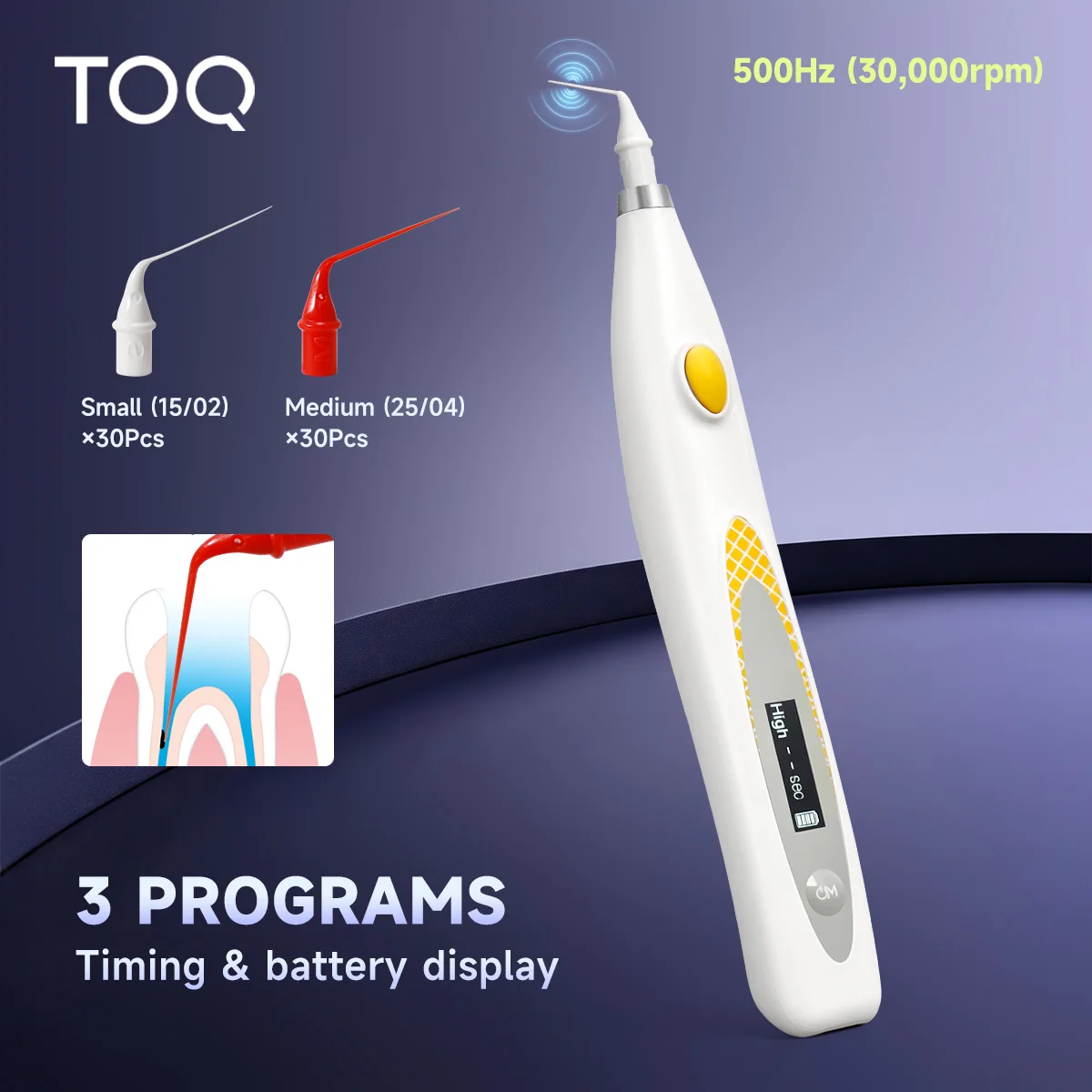Puntas de irrigación endodóntica desechables TOQ TOP, punta activadora sónica endodóntica para la limpieza de conductos radiculares, consumible para clínicas dentales.