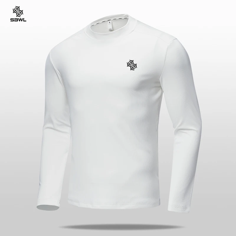 SBWL Camiseta Deportiva de Manga Larga para Otoño e Invierno, de Alta Calidad, para Actividades al Aire Libre, Cálida por Dentro, con Elástico, para Correr, Fitness, Camiseta Base