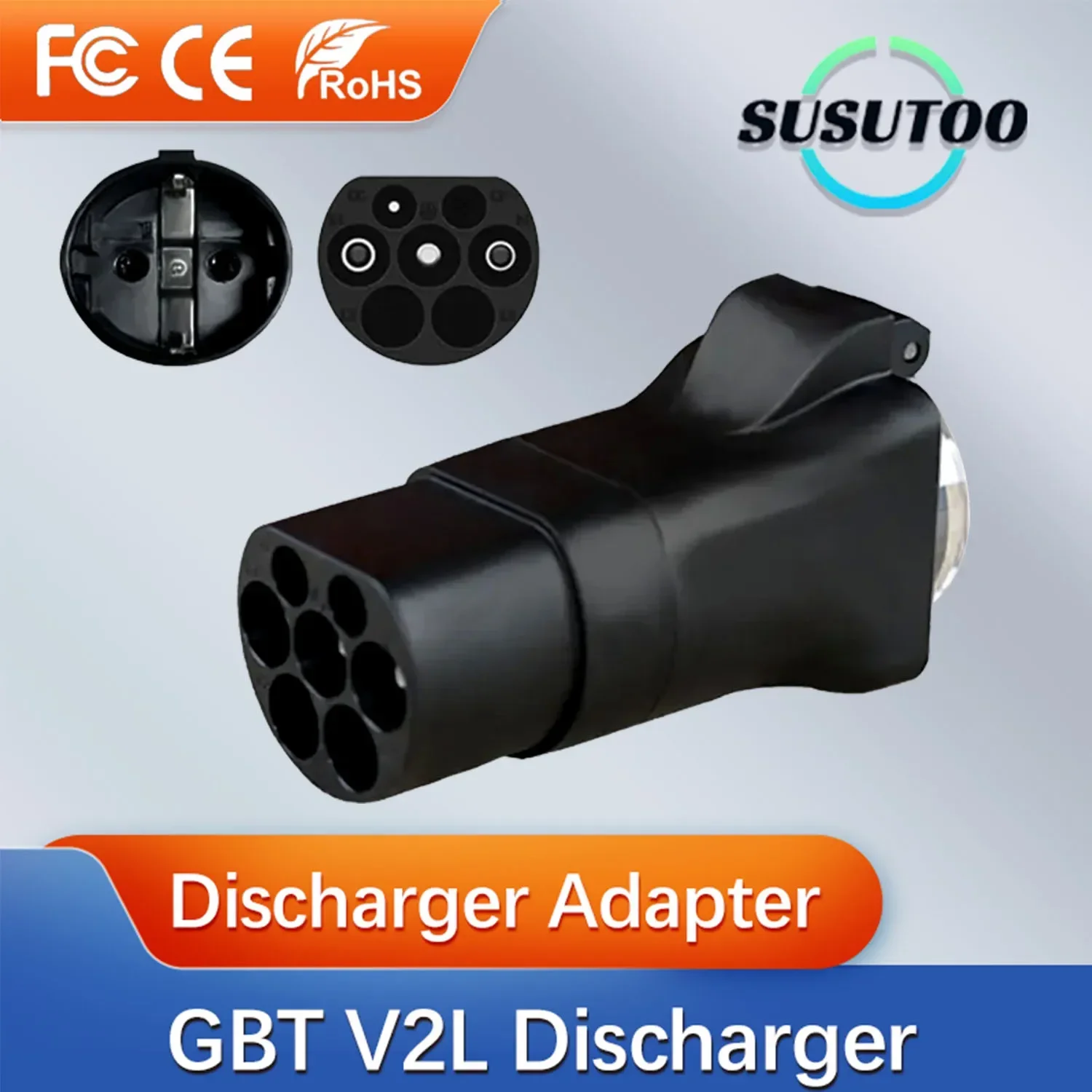 No es un tipo 2, enchufe de descarga lateral para coche eléctrico, adaptador de cargador EV GBT 16A con enchufe europeo, estación de energía para exteriores, puertos de necesidades V2L
