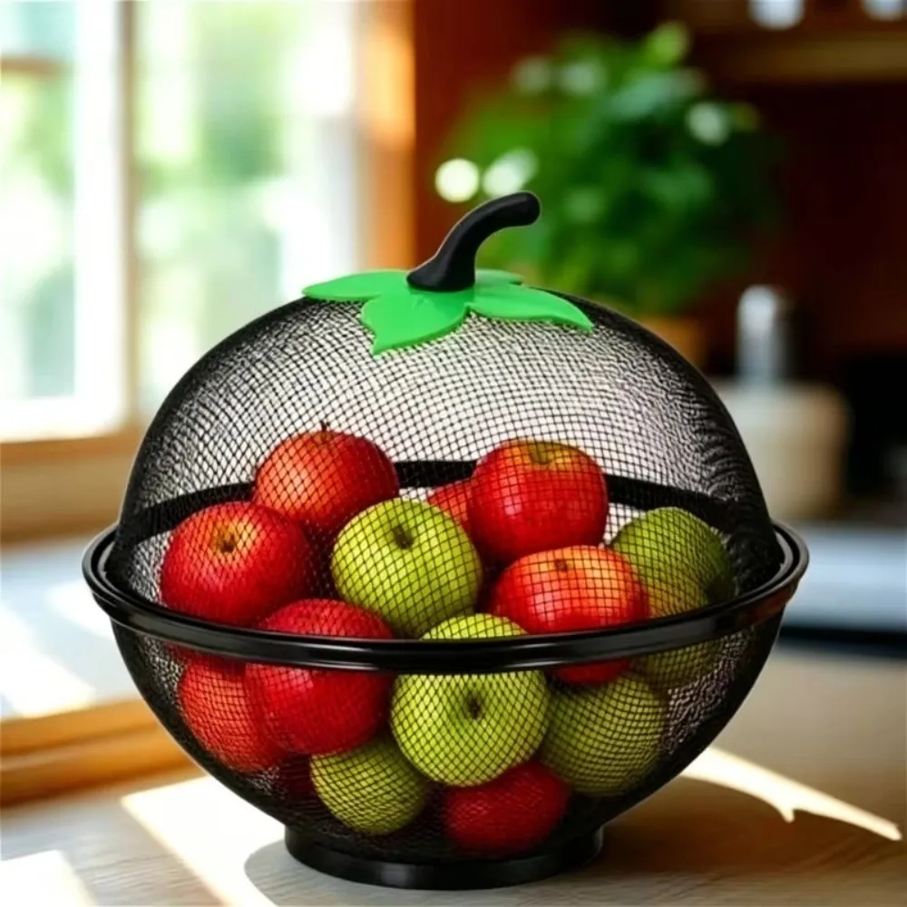 Cesta de frutas metálica de calidad con cubierta de malla, resistente a la humedad, fácil de limpiar, organizador de verduras, frutero multifuncional para cocina